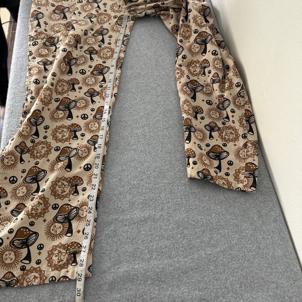 Rising International Mushroom Brown Cotton Overalls Boho Hippie Womens Large - Picture 10 of 11
